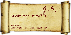 Gfrörer Vitéz névjegykártya